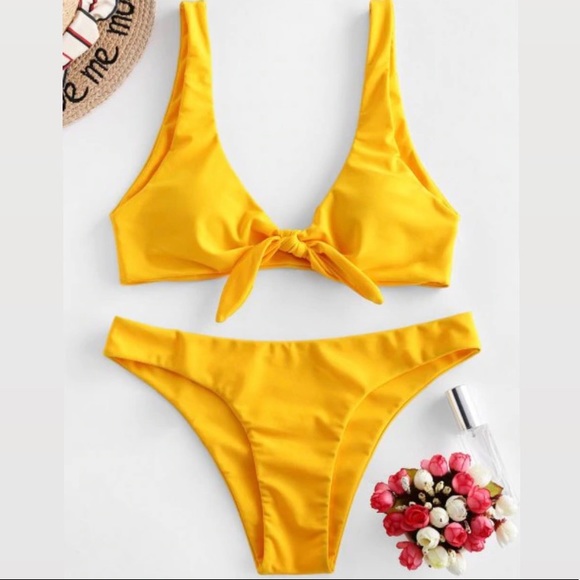 Yellow Front Tie Bikini (L) - Picture 2 of 5